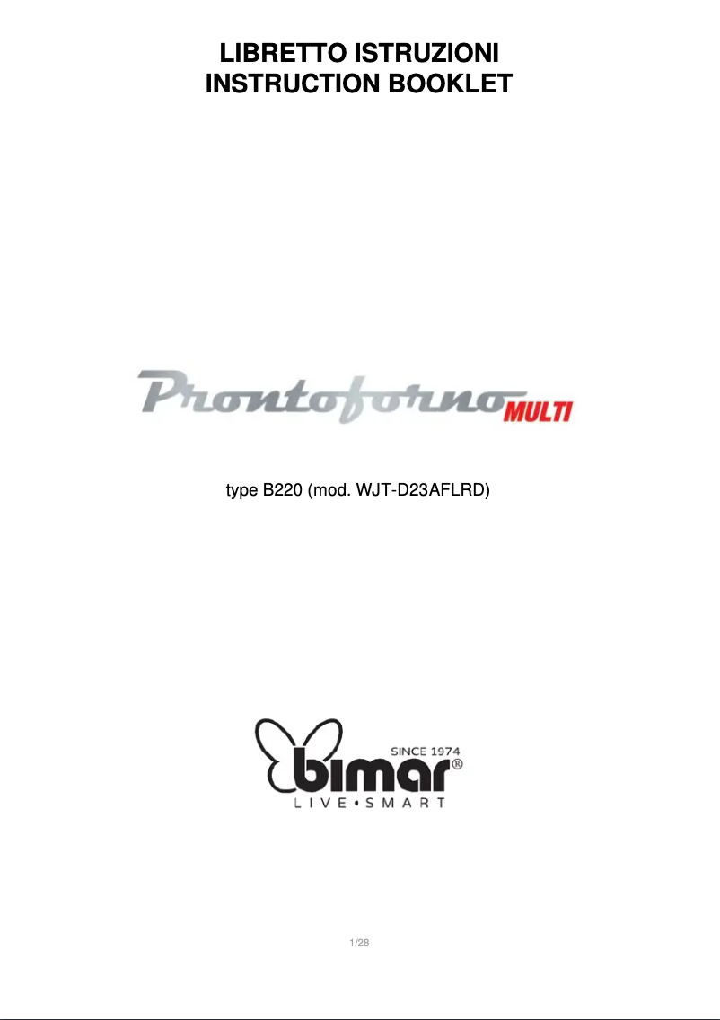 Page 1 de la notice Manuel utilisateur Bimar B220