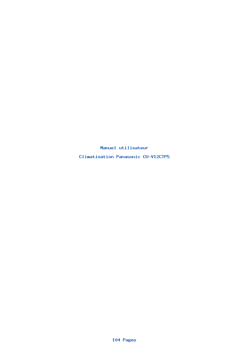 Page 1 de la notice Manuel utilisateur Panasonic CU-V12CTP5
