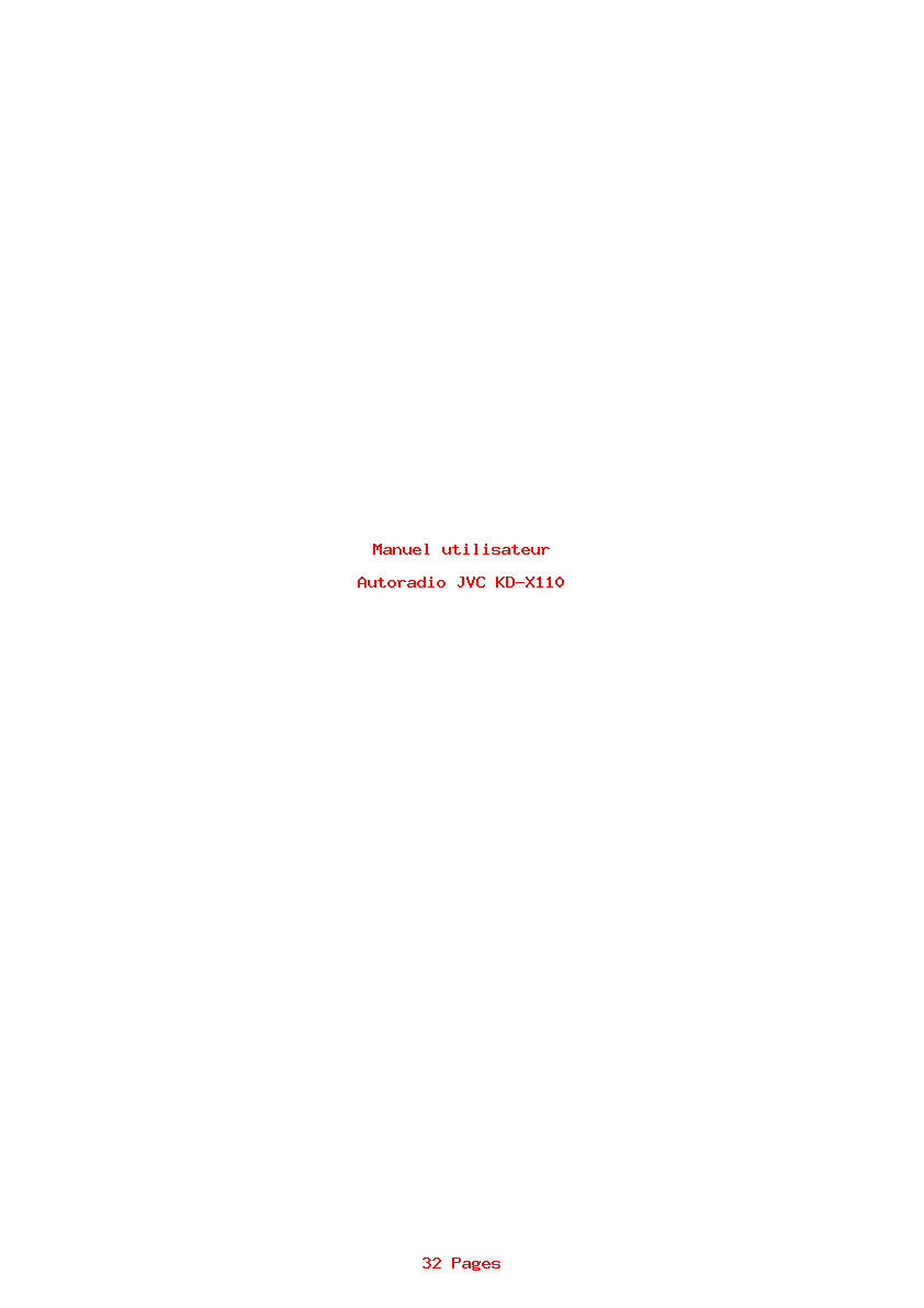 Page 1 de la notice Manuel utilisateur JVC KD-X110