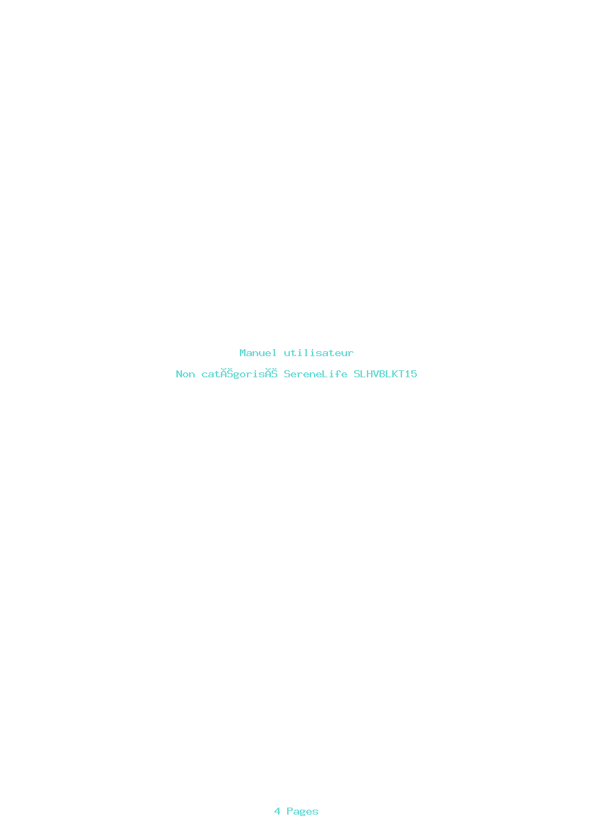 Page 1 de la notice Manuel utilisateur SereneLife SLHVBLKT15
