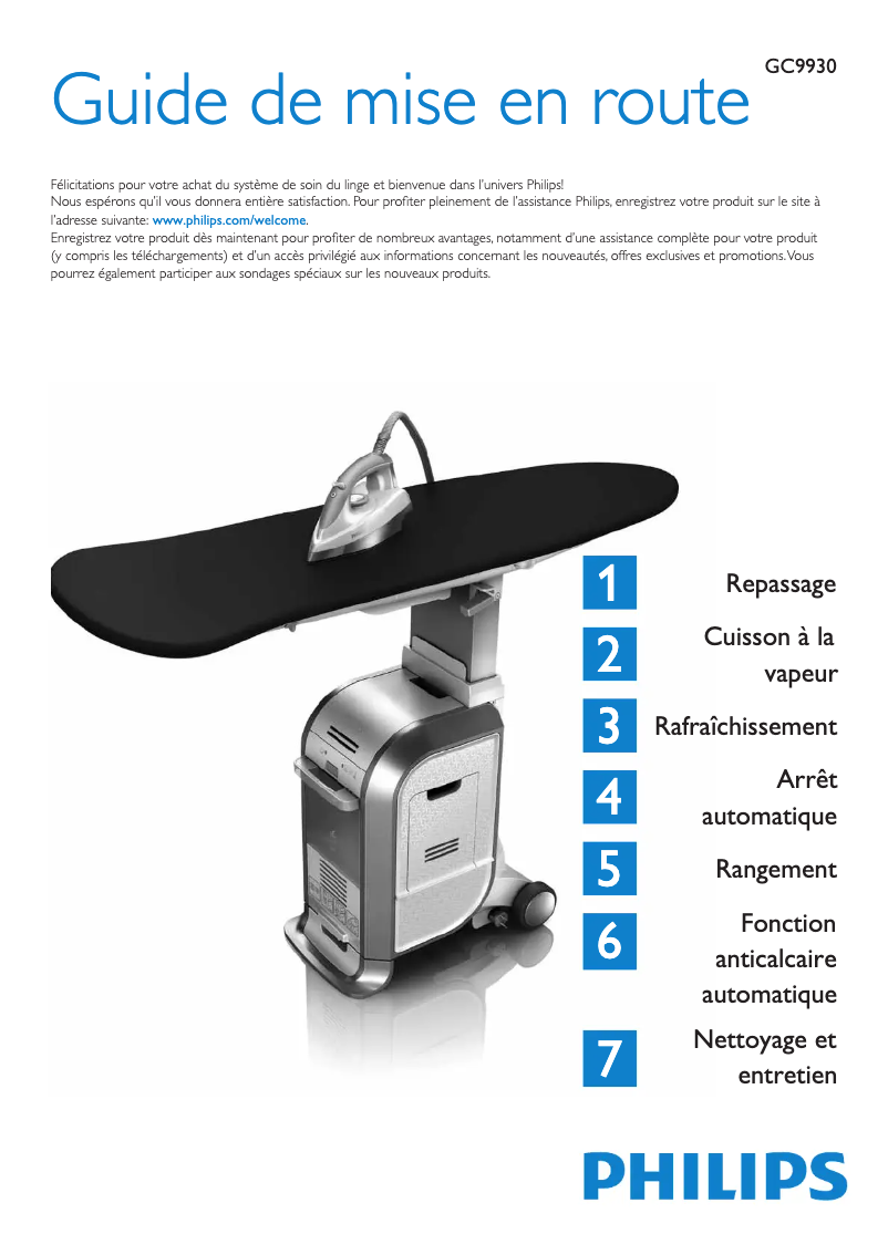 Página 1 del manual Manual de usuario Philips WardrobeCare GC9930