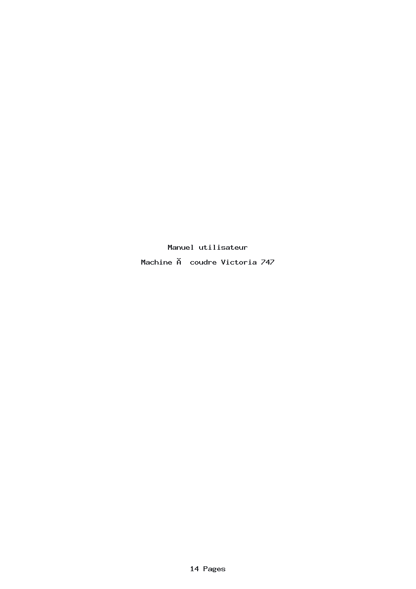 Page 1 de la notice Manuel utilisateur Victoria 747