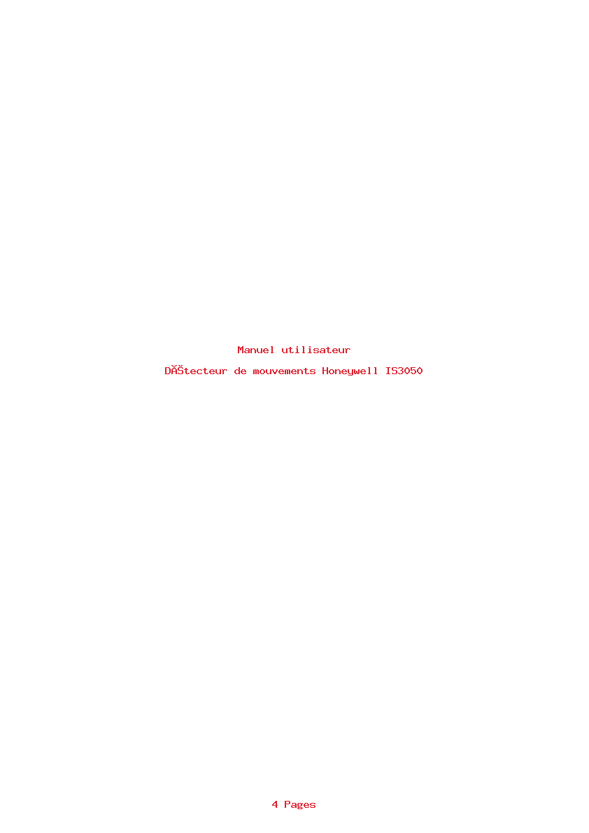 Page 1 de la notice Manuel utilisateur Honeywell IS3050