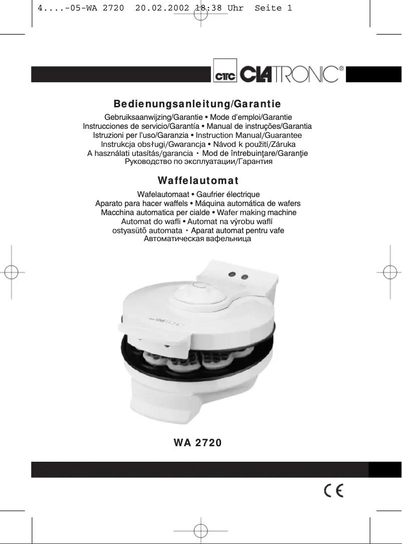 Page 1 of the manual User Manual Clatronic WA 2720