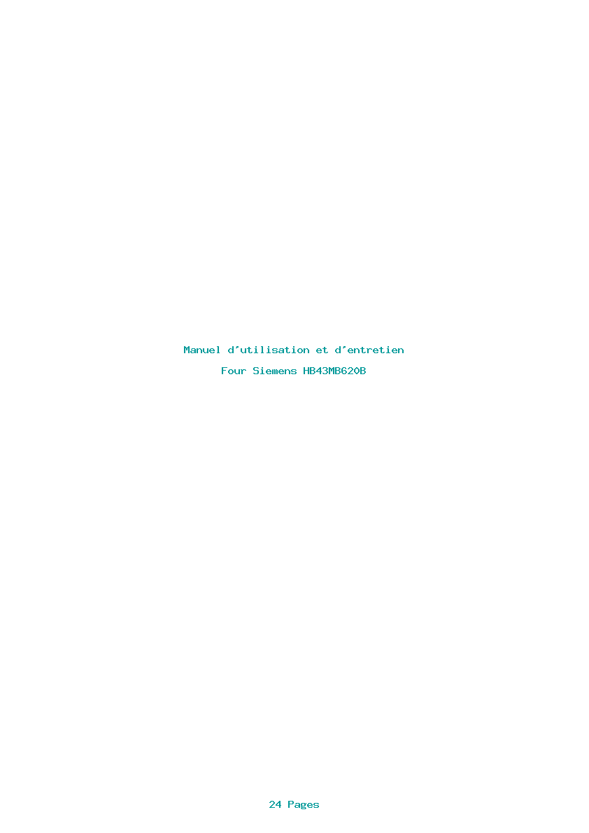 Page 1 de la notice Manuel d'utilisation et d'entretien Siemens HB43MB620B