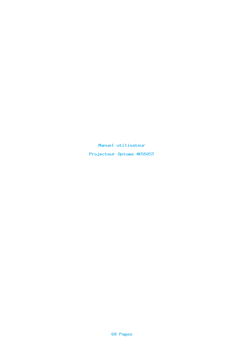 Page 1 de la notice Manuel utilisateur Optoma 4K550ST