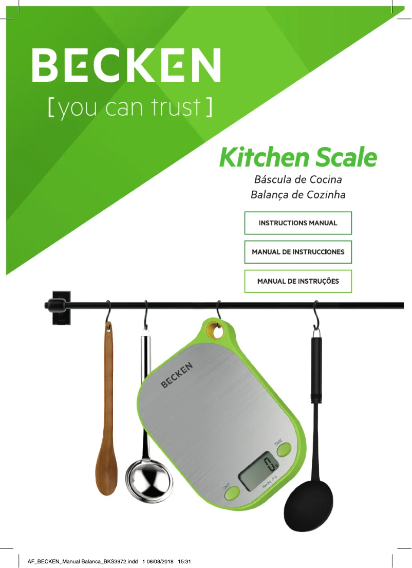 Page 1 of the manual User Manual Becken BKS3972