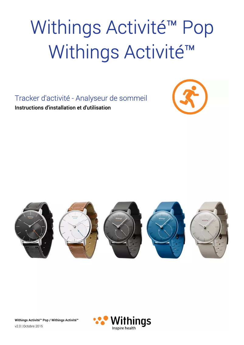 Page 1 de la notice Guide d'installation Withings Activite