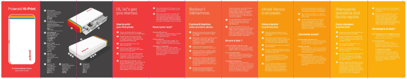 Page 1 de la notice Guide de démarrage rapide Polaroid Hi-Print 2x3