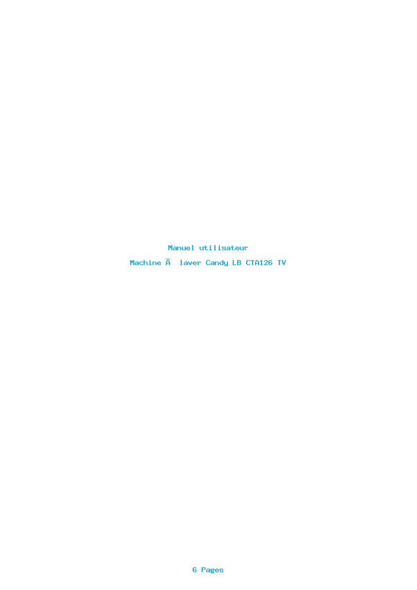 Page 1 de la notice Manuel utilisateur Candy LB CTA126 TV