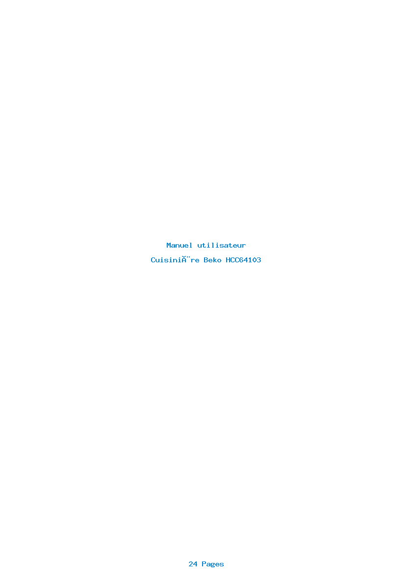 Page 1 de la notice Manuel utilisateur Beko HCC64103