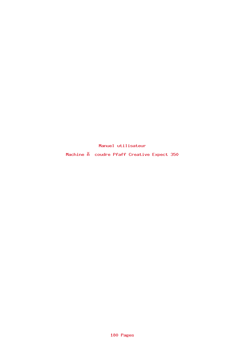 Page 1 de la notice Manuel utilisateur Pfaff Creative Expect 350
