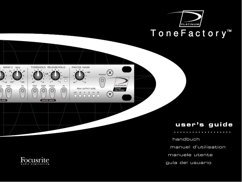 Page 1 of the manual User Manual Focusrite Platinum Tone Factory