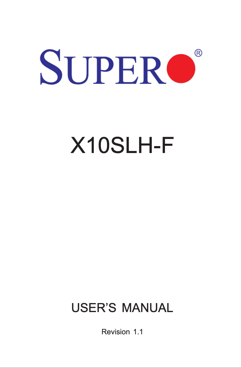 Page 1 de la notice Manuel utilisateur Supermicro X10SLH-F