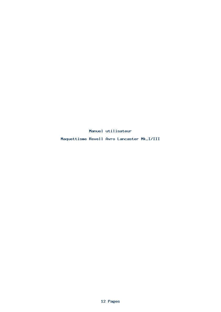 Page 1 de la notice Manuel utilisateur Revell Avro Lancaster Mk.I/III
