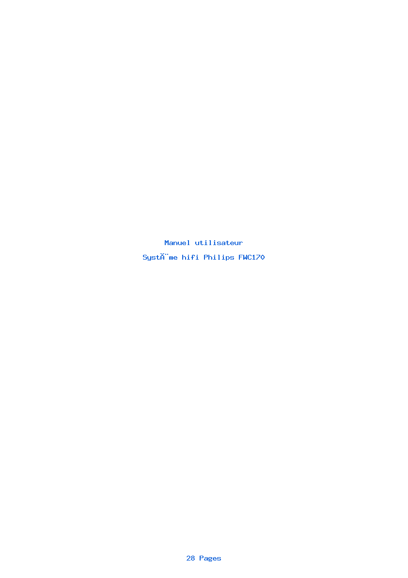 Page 1 de la notice Manuel utilisateur Philips FWC170