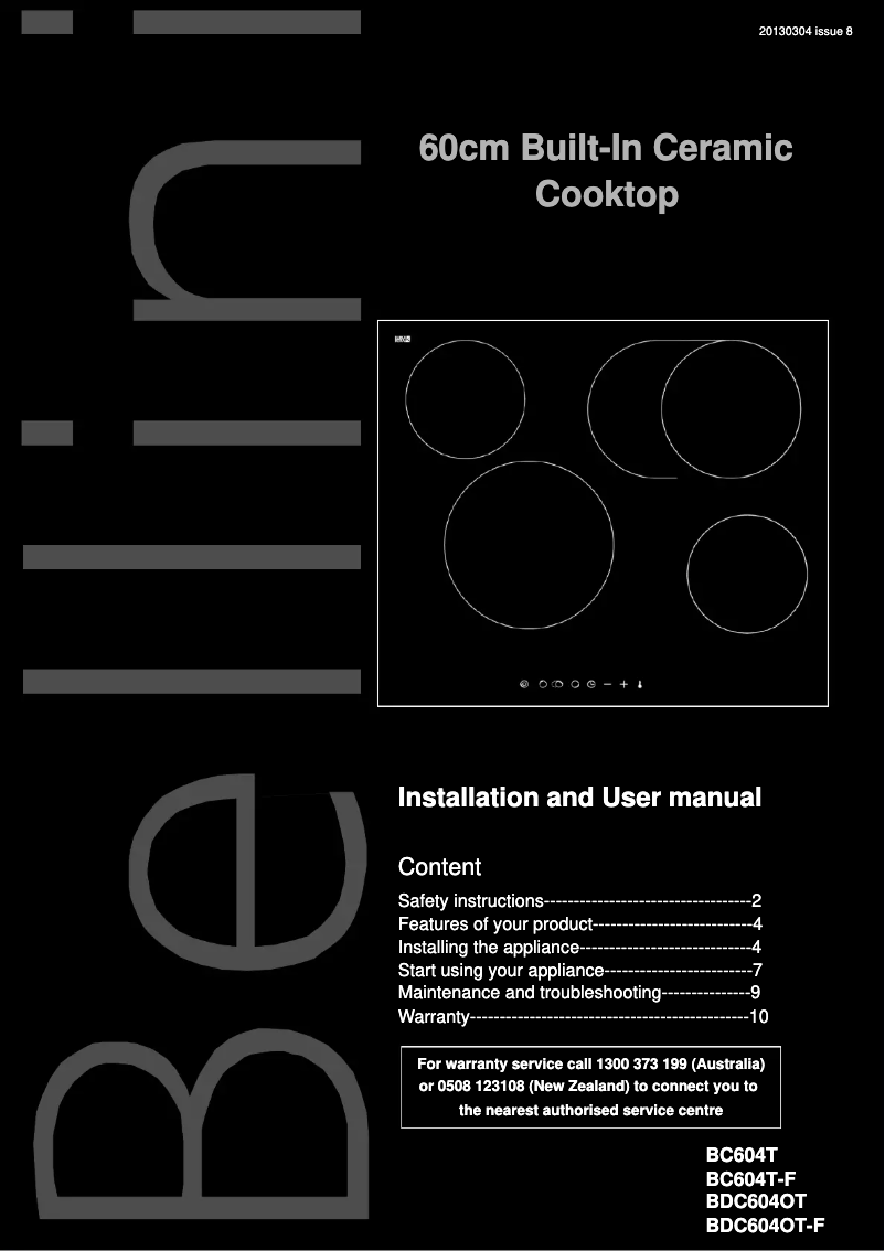 Page 1 de la notice Manuel utilisateur Bellini BP460EC