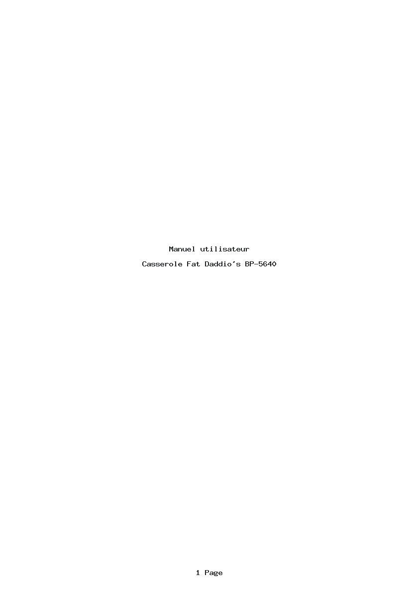Page 1 de la notice Manuel utilisateur Fat Daddio's BP-5640