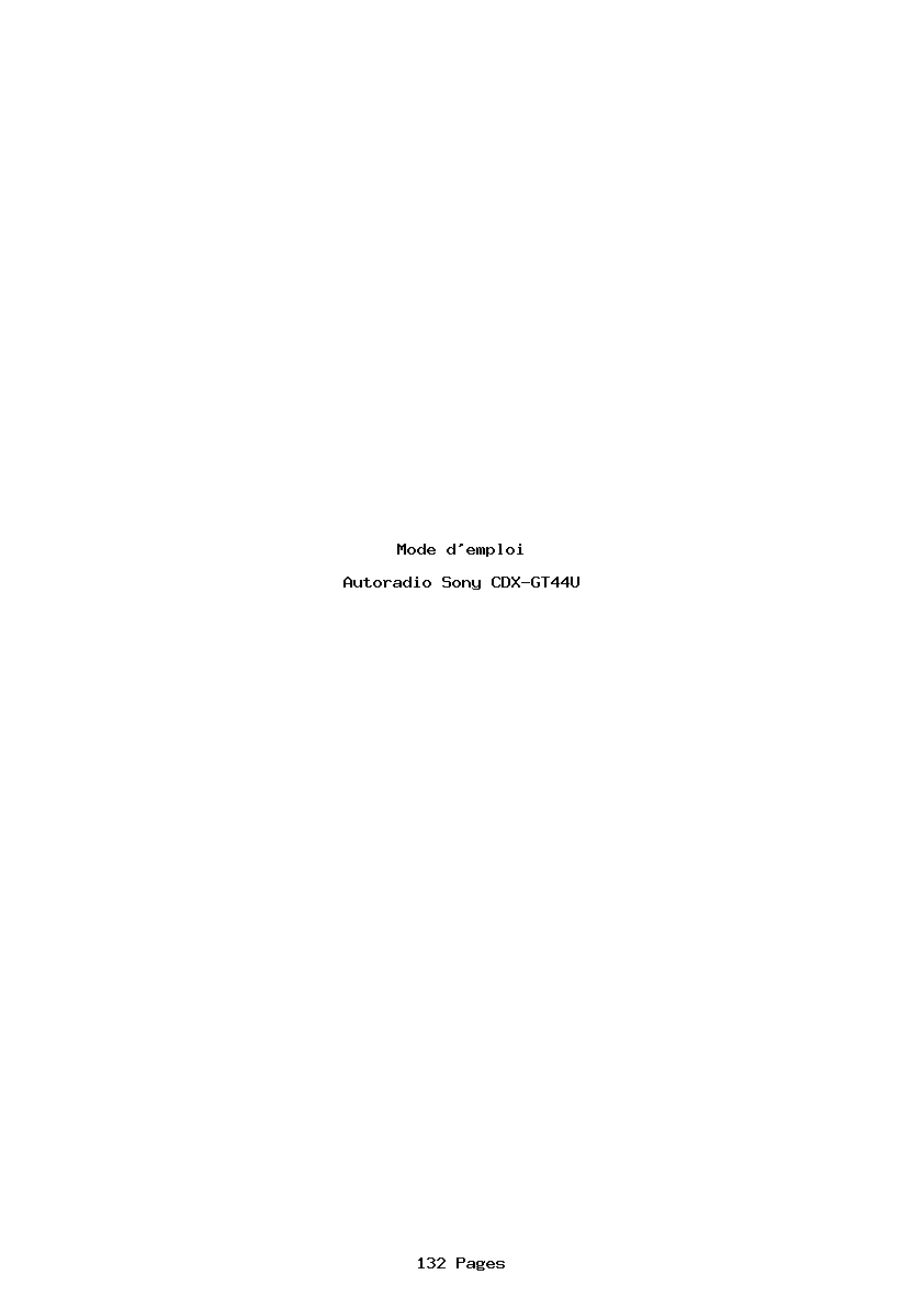 Page 1 de la notice Mode d'emploi Sony CDX-GT44U