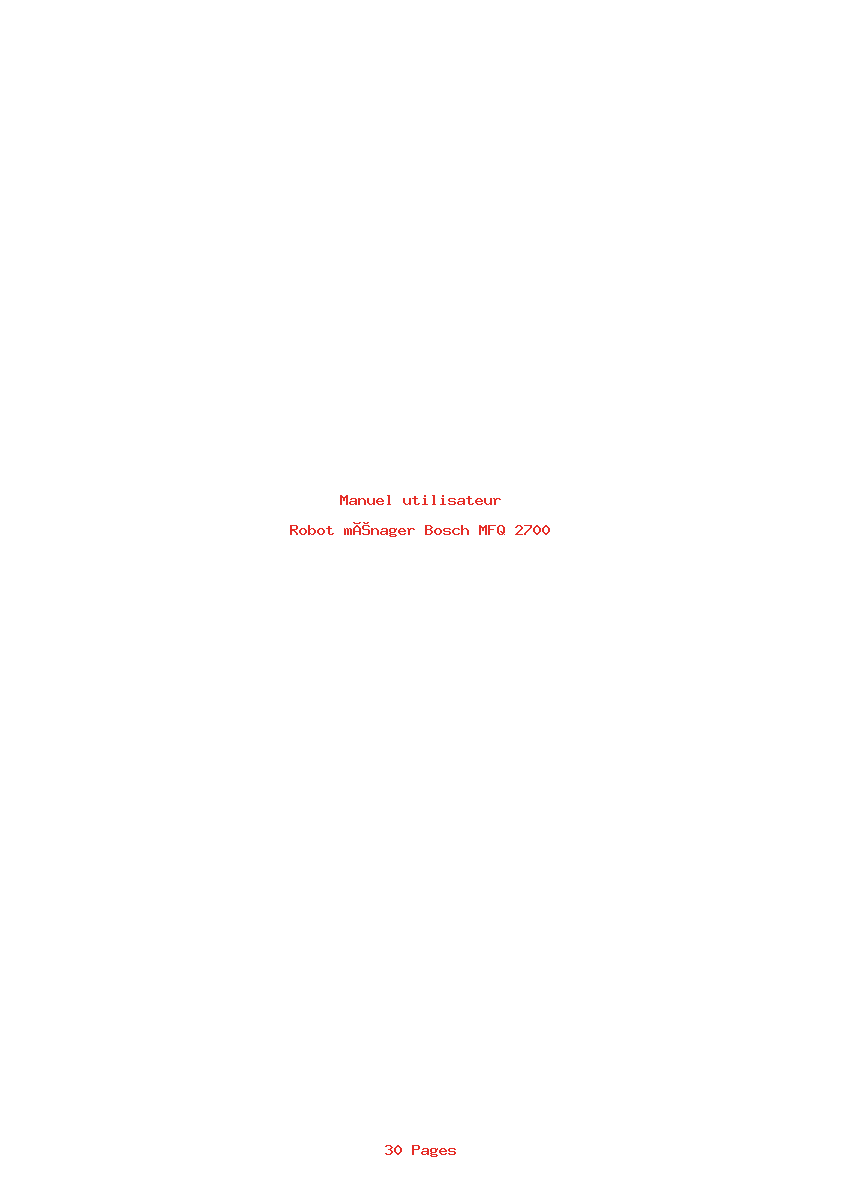Page 1 de la notice Manuel utilisateur Bosch MFQ 2700
