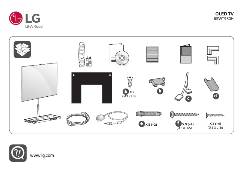 Page 1 de la notice Manuel utilisateur LG 65WT980H0ZA