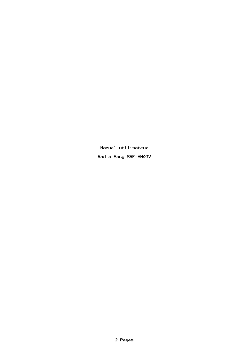 Page 1 de la notice Manuel utilisateur Sony SRF-HM03V