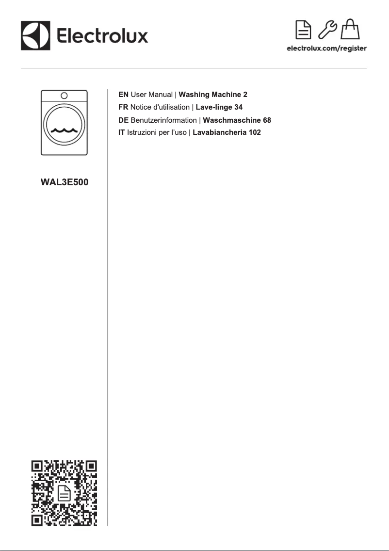 Page 1 de la notice Manuel utilisateur Electrolux WAL3E500