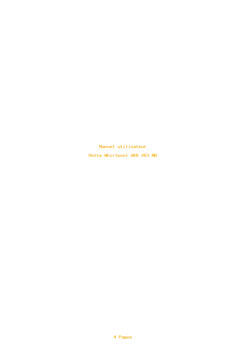 Page 1 de la notice Manuel utilisateur Whirlpool AKB 063 NB