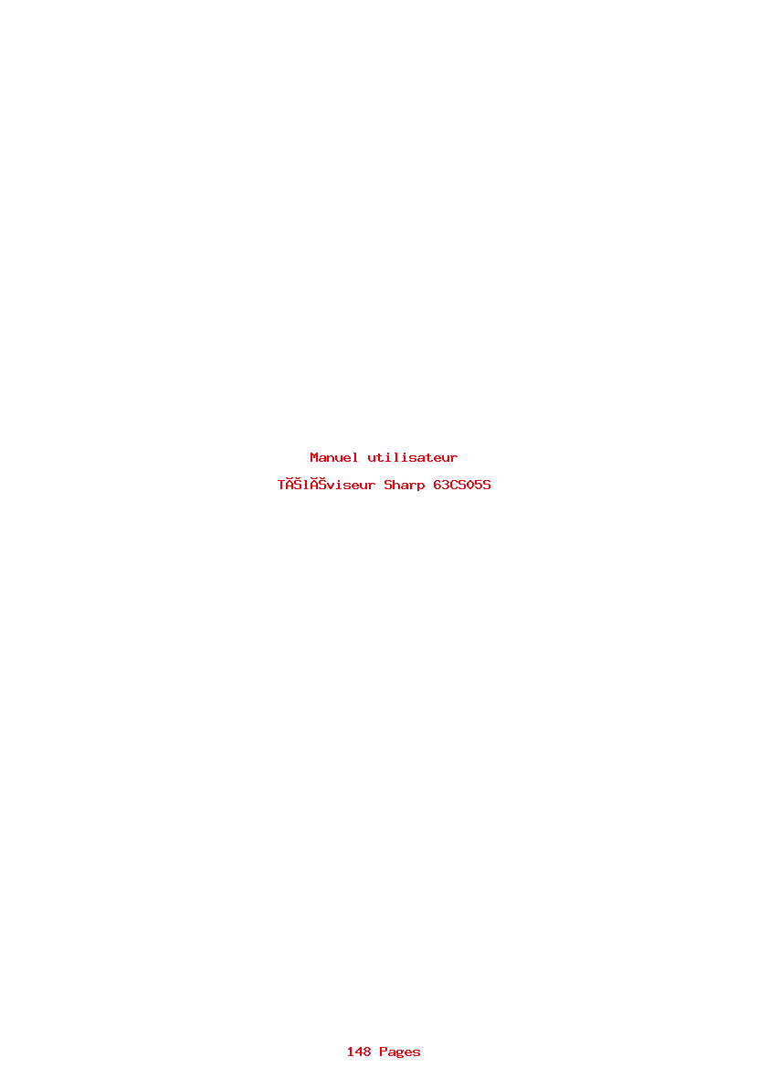Page 1 de la notice Manuel utilisateur Sharp 63CS05S