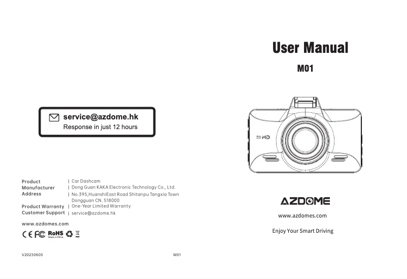 Page 1 de la notice Manuel utilisateur AZDome M01