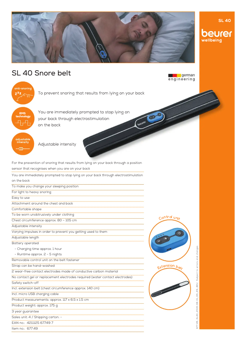 Página 1 del manual Ficha técnica Beurer SL 40