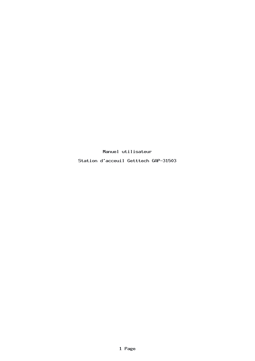 Page 1 de la notice Manuel utilisateur Getttech GAP-31503