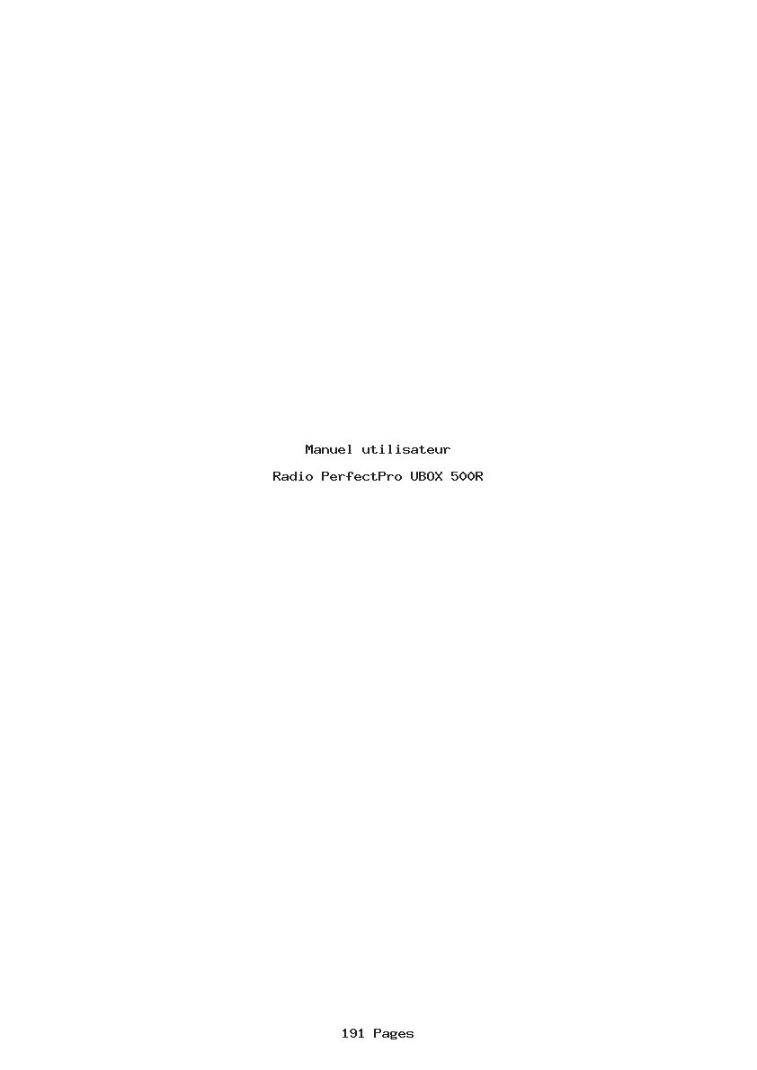Page 1 de la notice Manuel utilisateur PerfectPro UBOX 500R