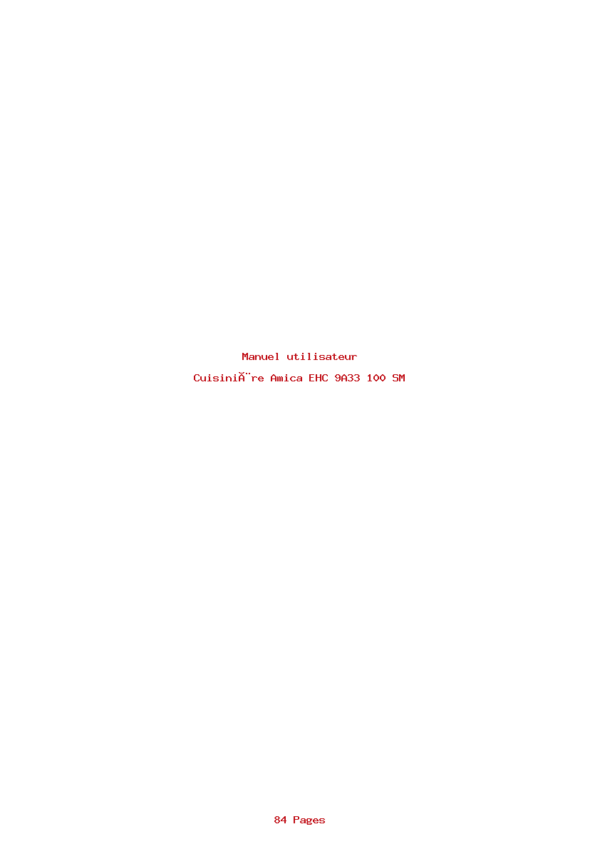 Page 1 de la notice Manuel utilisateur Amica EHC 9A33 100 SM