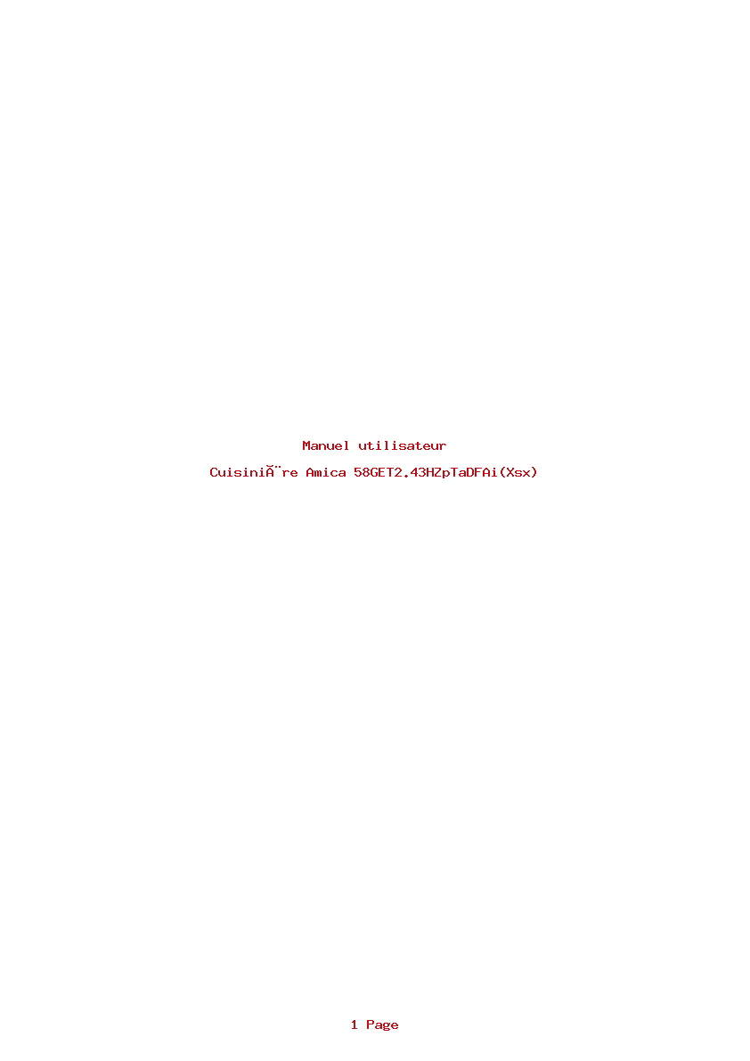 Page 1 de la notice Manuel utilisateur Amica 58GET2.43HZpTaDFAi(Xsx)