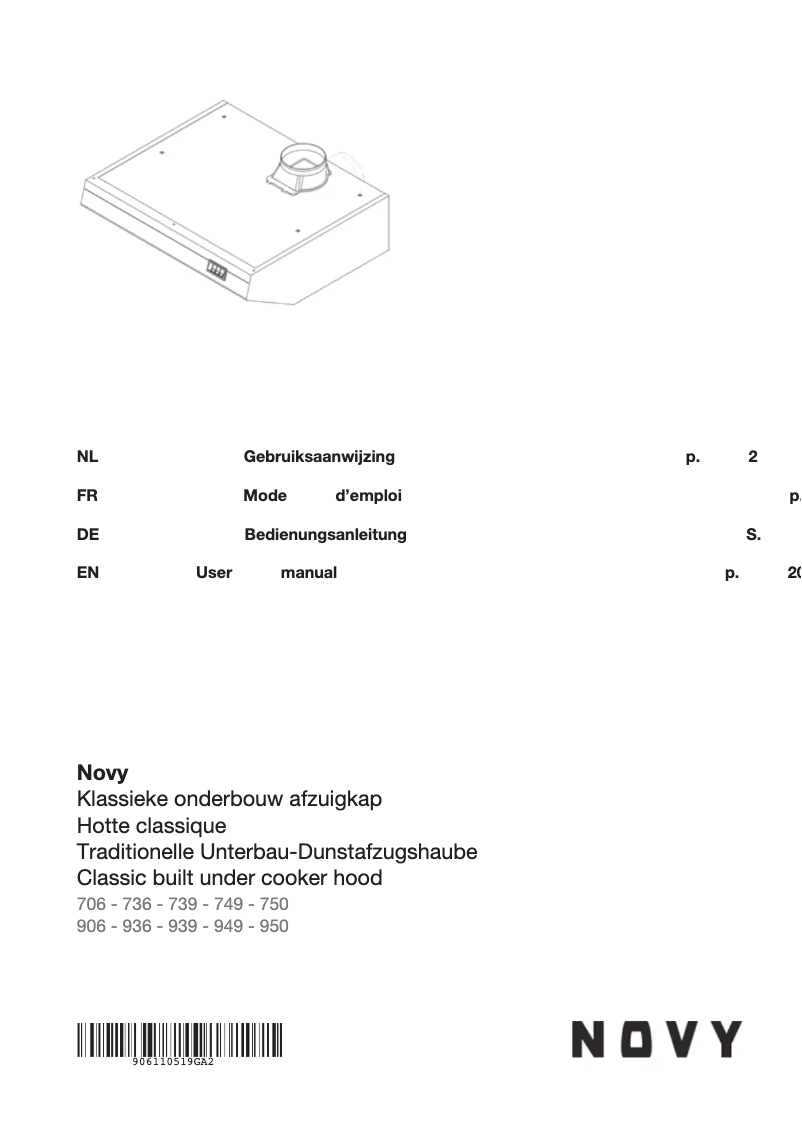 Page 1 de la notice Manuel utilisateur Novy 936