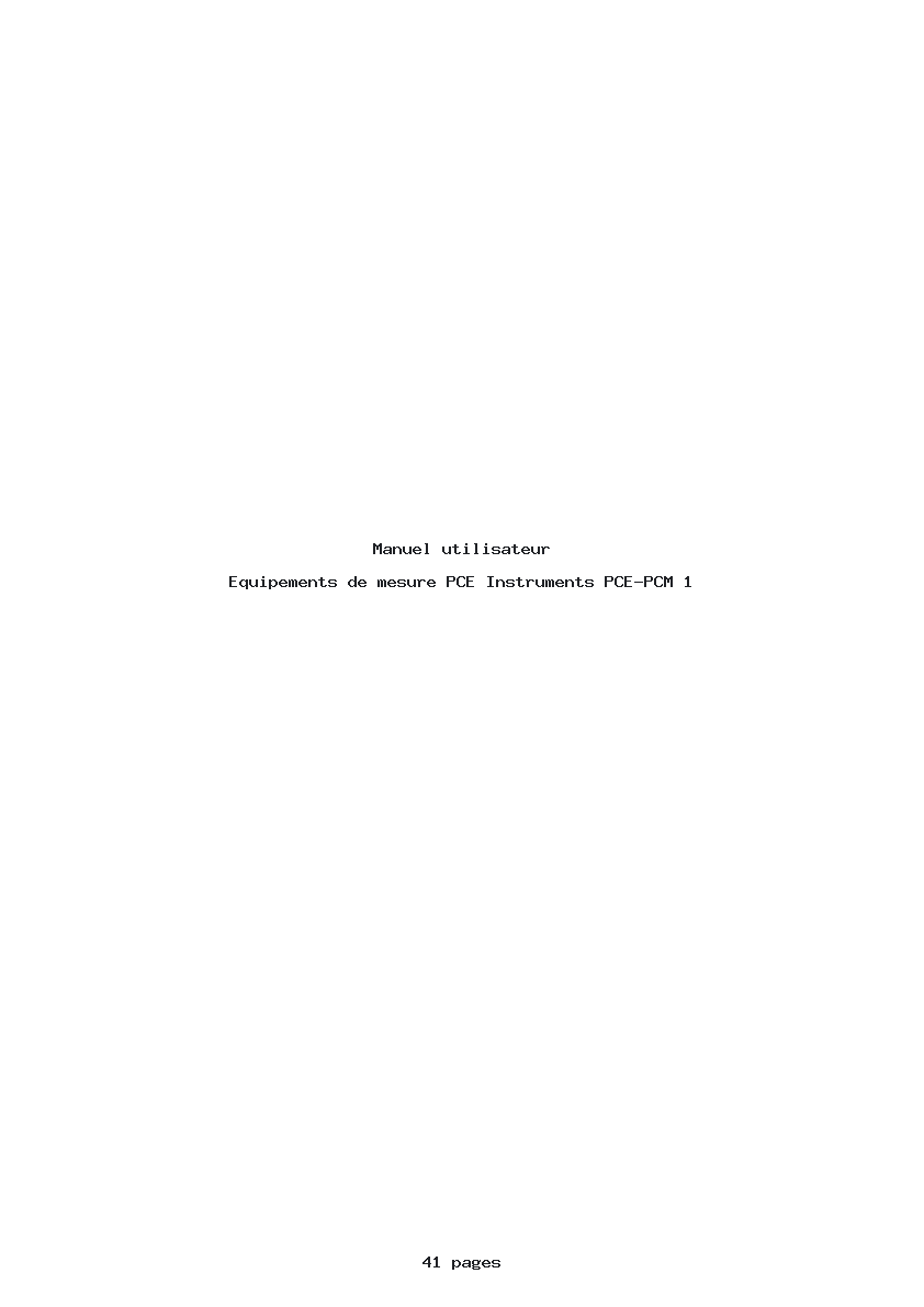Page 1 de la notice Manuel utilisateur PCE Instruments PCE-PCM 1