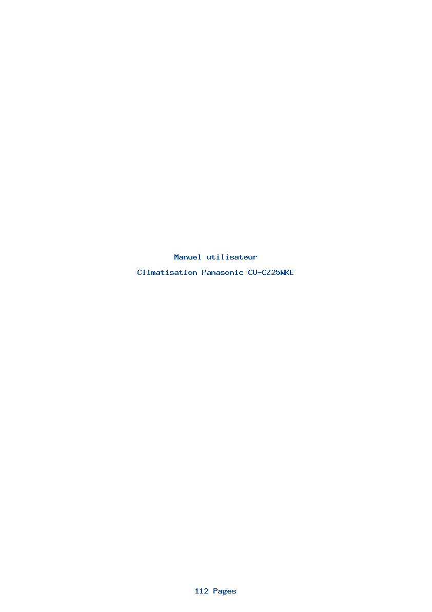 Page 1 de la notice Manuel utilisateur Panasonic CU-CZ25WKE