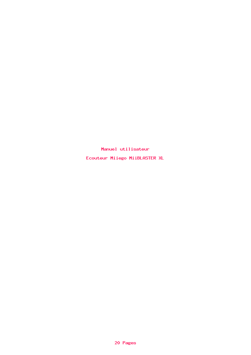 Page 1 de la notice Manuel utilisateur Miiego MiiBLASTER XL