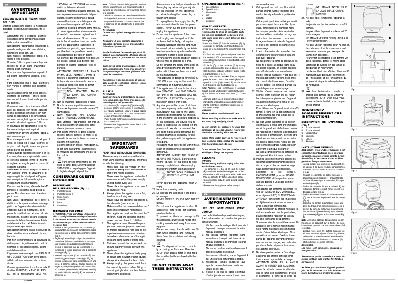 Page 1 of the manual Technical Sheet Ariete Vintage 0438