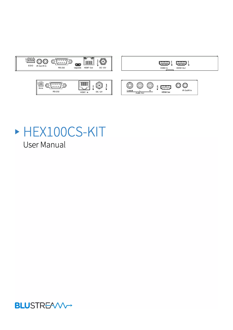 Page 1 of the manual User Manual Blustream HEX100CS-RX