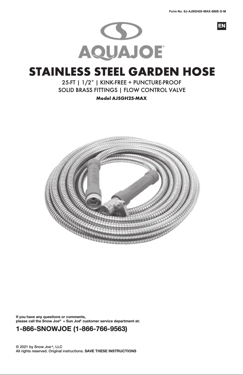 Page 1 de la notice Manuel utilisateur Aqua Joe AJSGH25-MAX