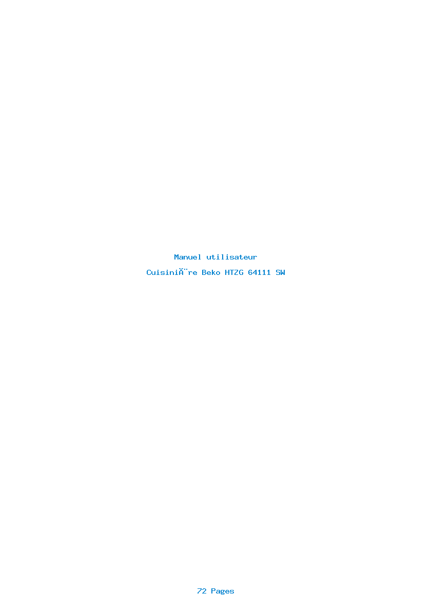Page 1 de la notice Manuel utilisateur Beko HTZG 64111 SW