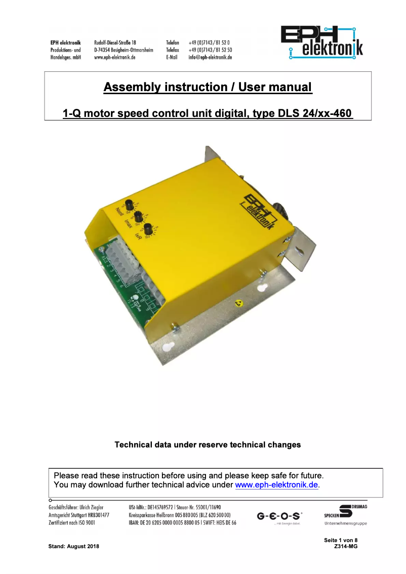 Page 1 de la notice Manuel utilisateur EPH Elektronik DLS 24/20/P