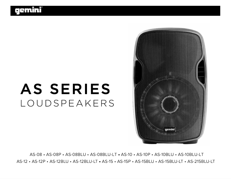 Page 1 de la notice Manuel utilisateur Gemini AS-15P