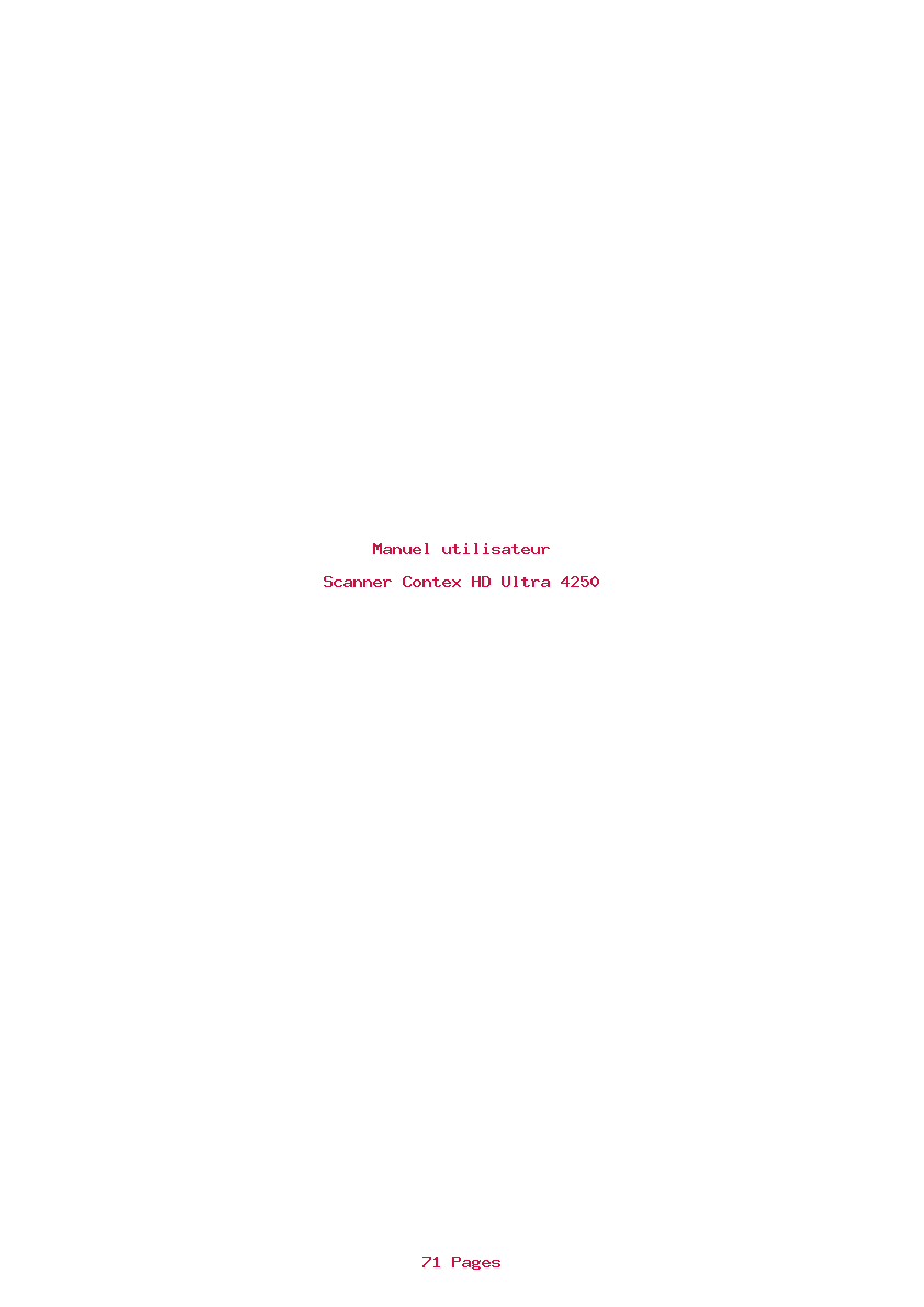 Page 1 de la notice Manuel utilisateur Contex HD Ultra 4250