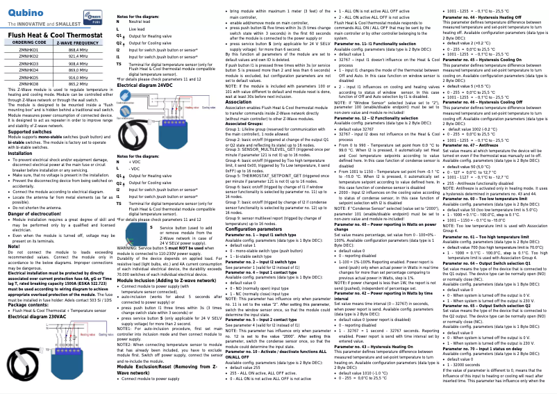 Page 1 of the manual User Manual Qubino Flush Heat & Cool