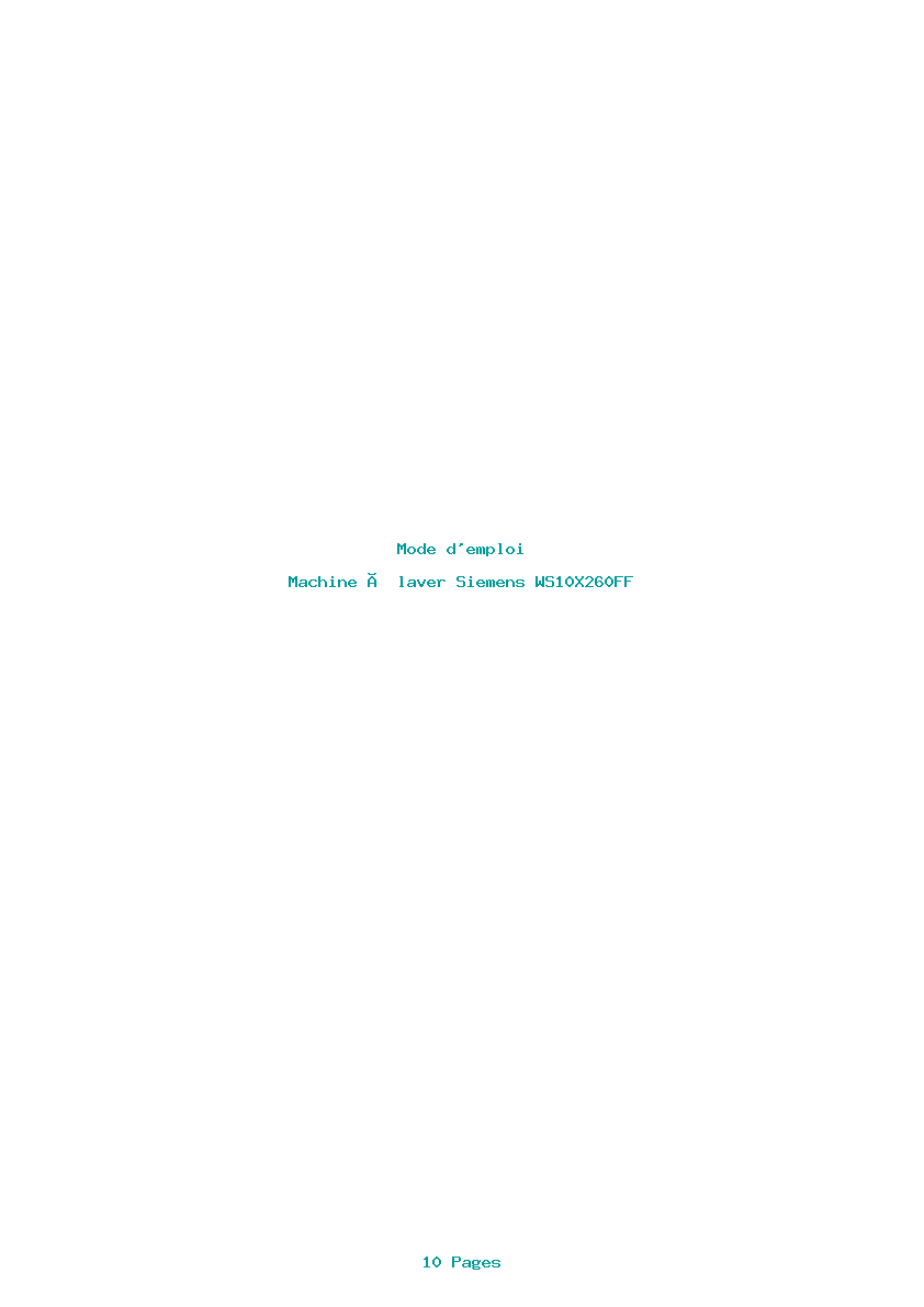 Page 1 de la notice Mode d'emploi Siemens WS10X260FF