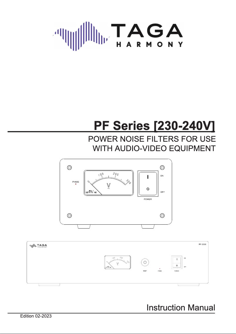 Page 1 de la notice Manuel utilisateur Taga Harmony PF-2000