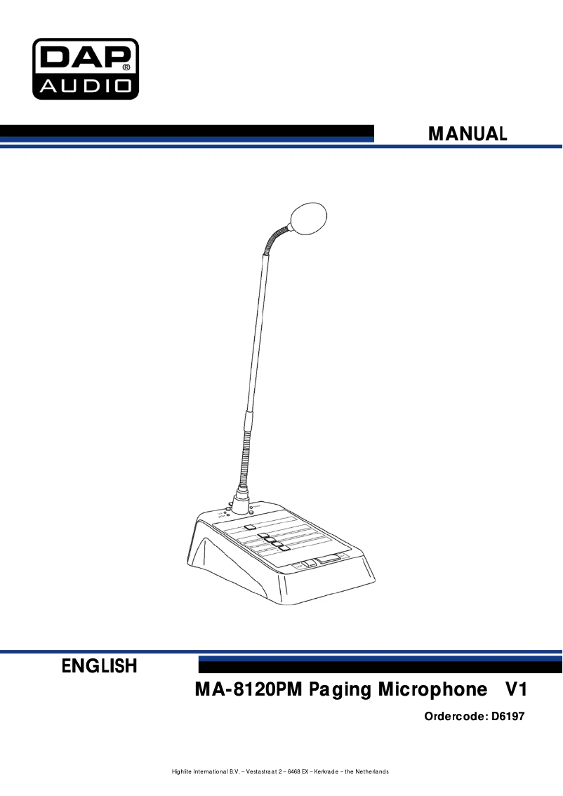 Page 1 de la notice Manuel utilisateur DAP-Audio MA-8120PM